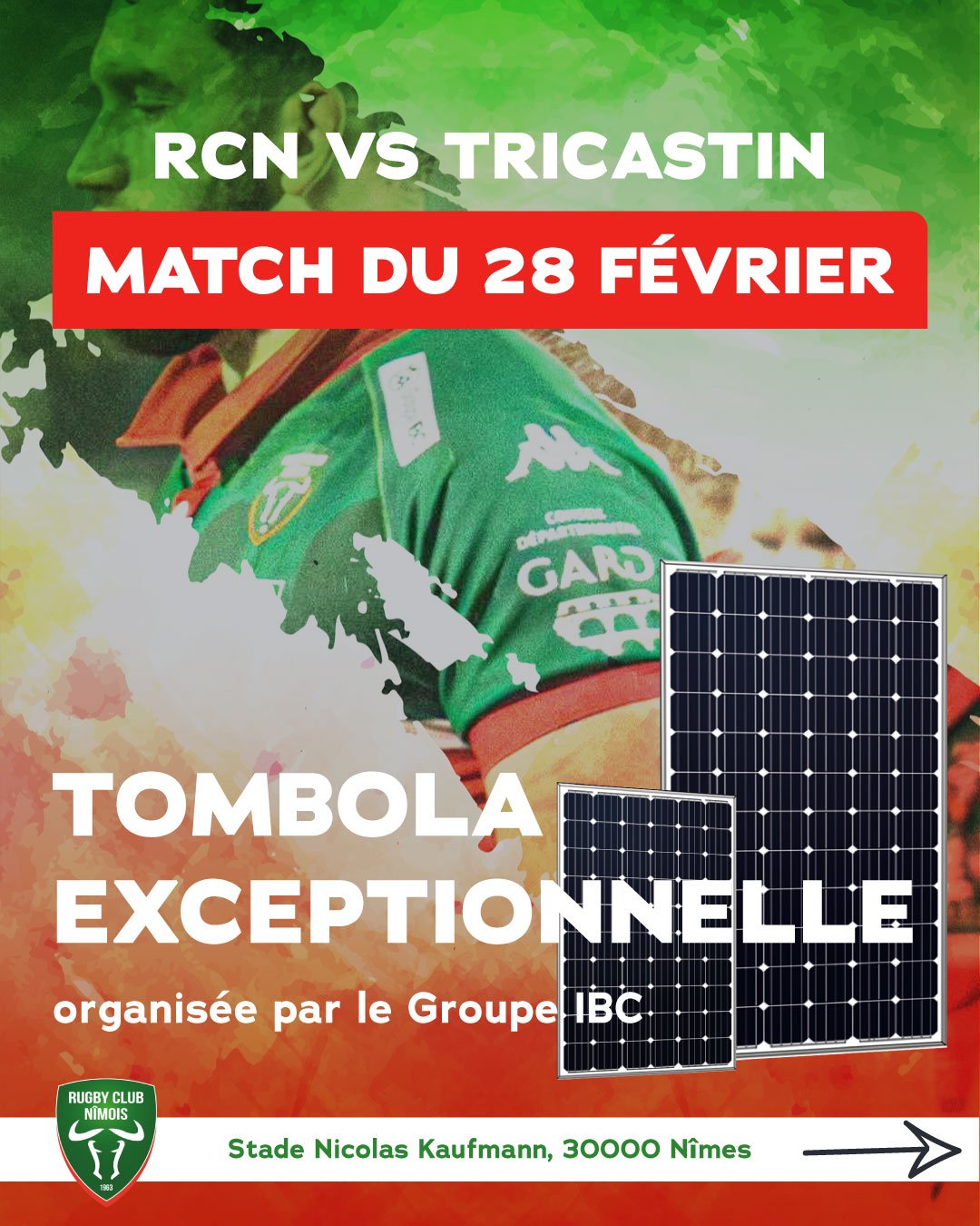 sponso match rcn nimes 28 février, tombola du groupe ibc